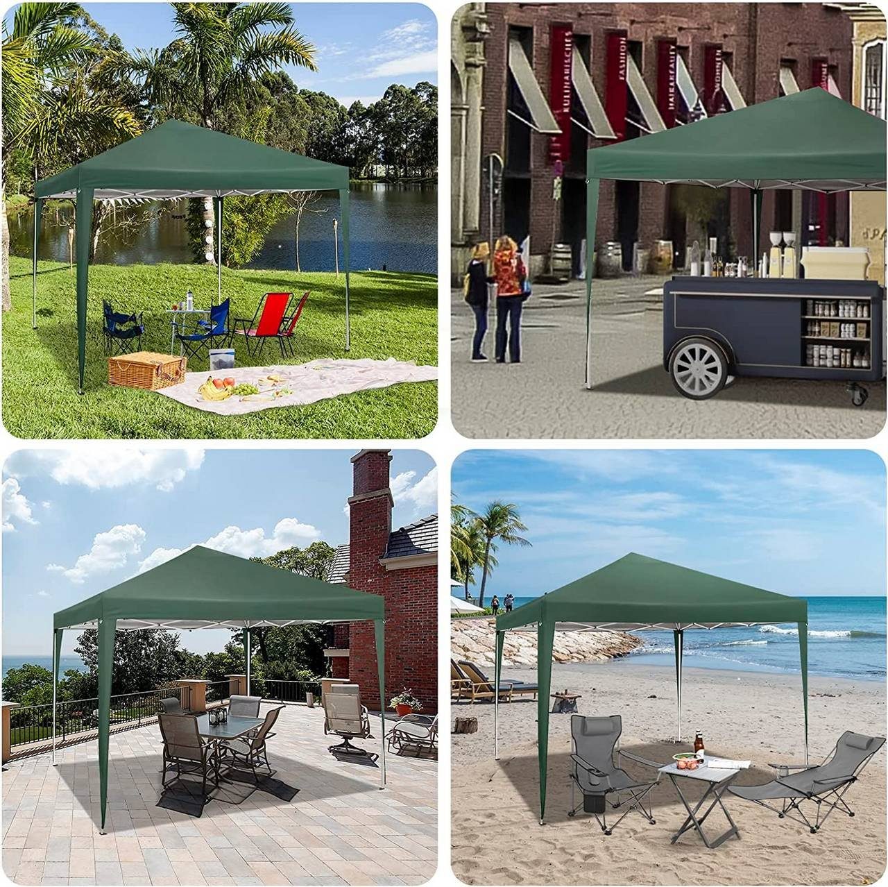 Woltu Faltpavillon, Pop-Up Pavillon aus Oxford Metallrahmen 3x3 m