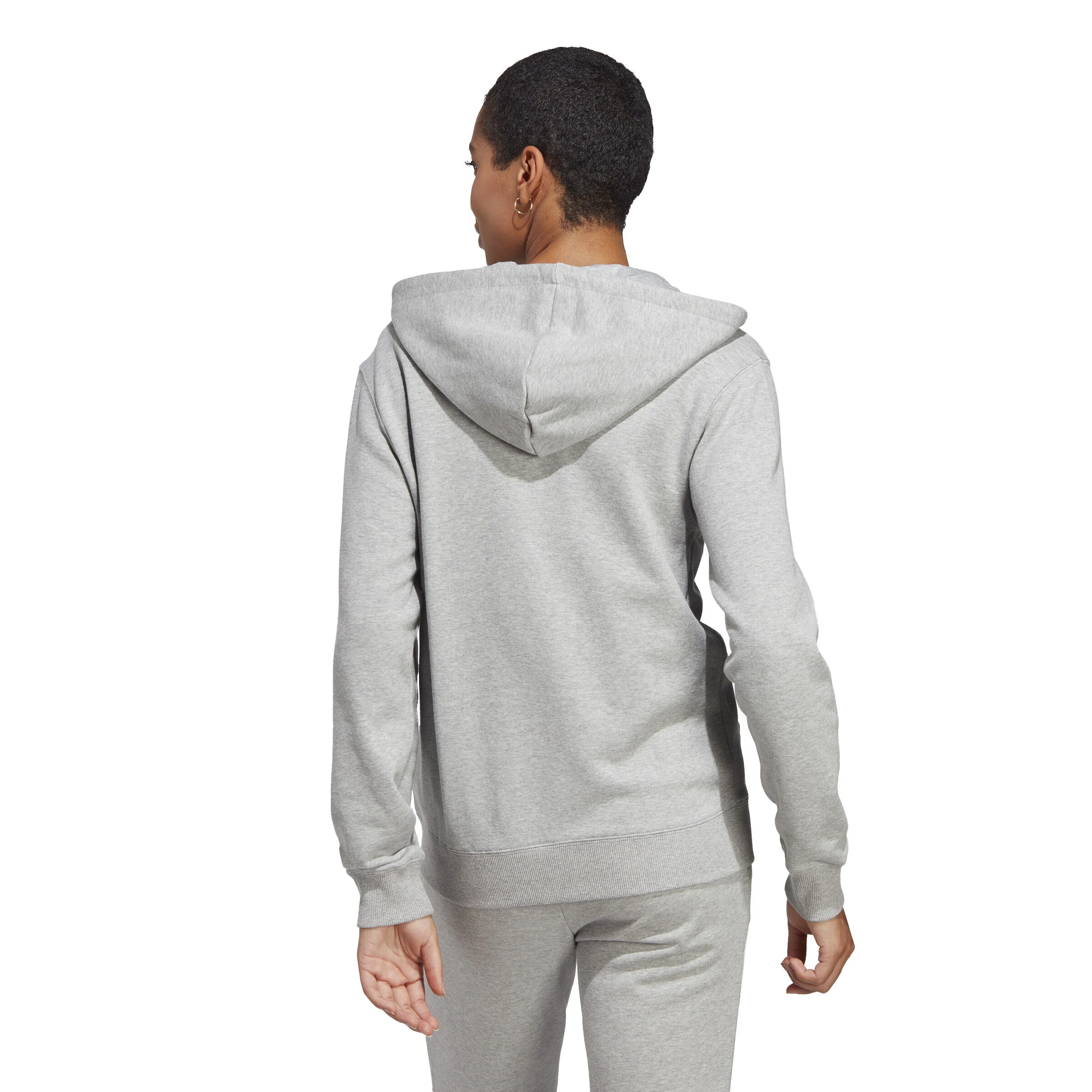 Essentials Linear Full-Zip French Terry Sweatjacke Damen - Hellgrau, Weiß