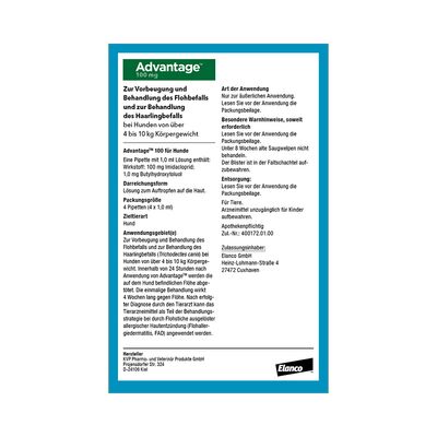 Advantage® 100 für Hunde, von 4 bis 10 kg