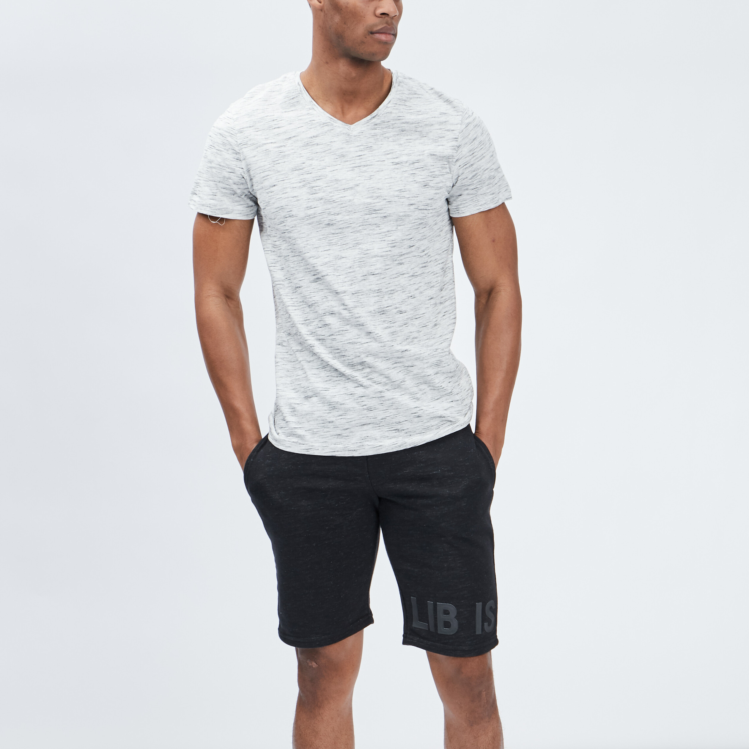 T-shirt manches courtes chiné ecru homme | La Halle