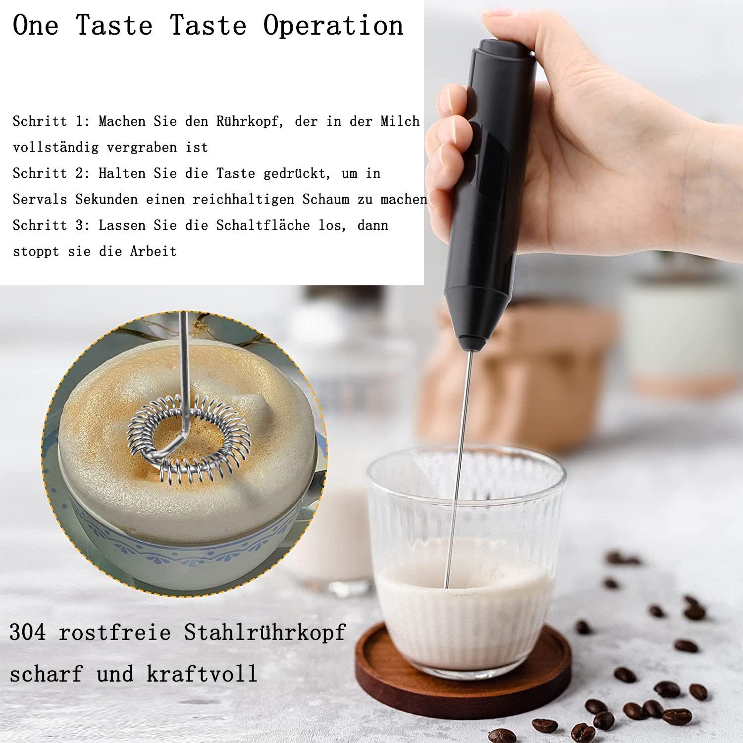 GelldG Milchaufschäumer Milchaufschäumer, tragbarer Getränkemixer, Handmaschine