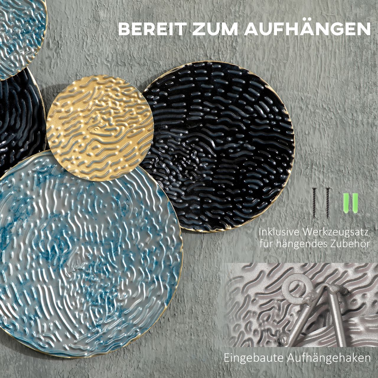 HOMCOM 3D Wandbild Metallbild für Esszimmer 121 x 53cm