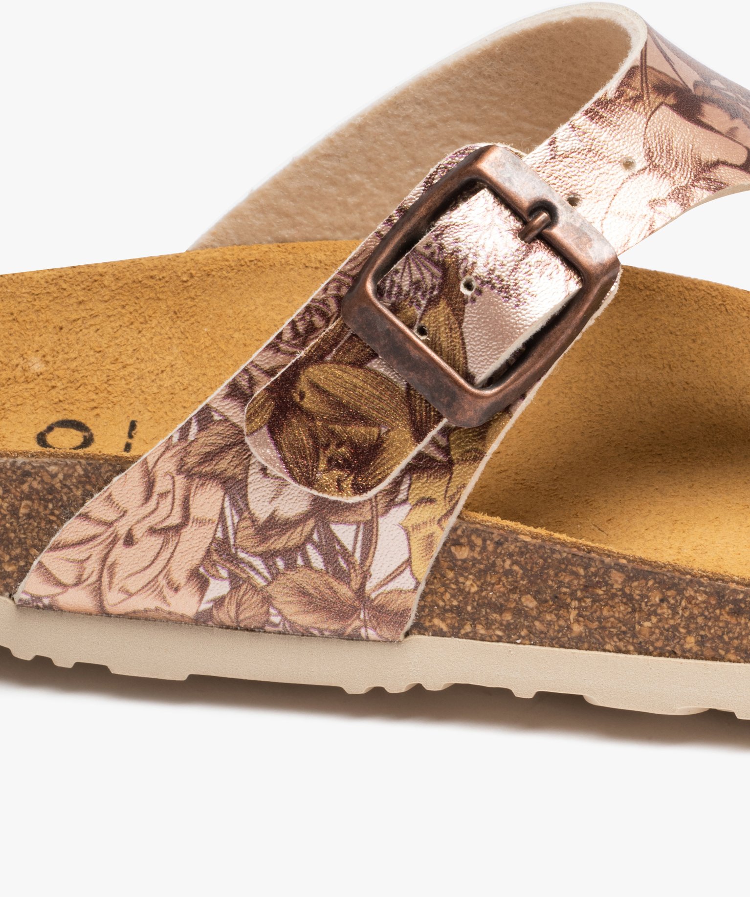 Mules femme à bride entre-doigts imprimée rose | GEMO