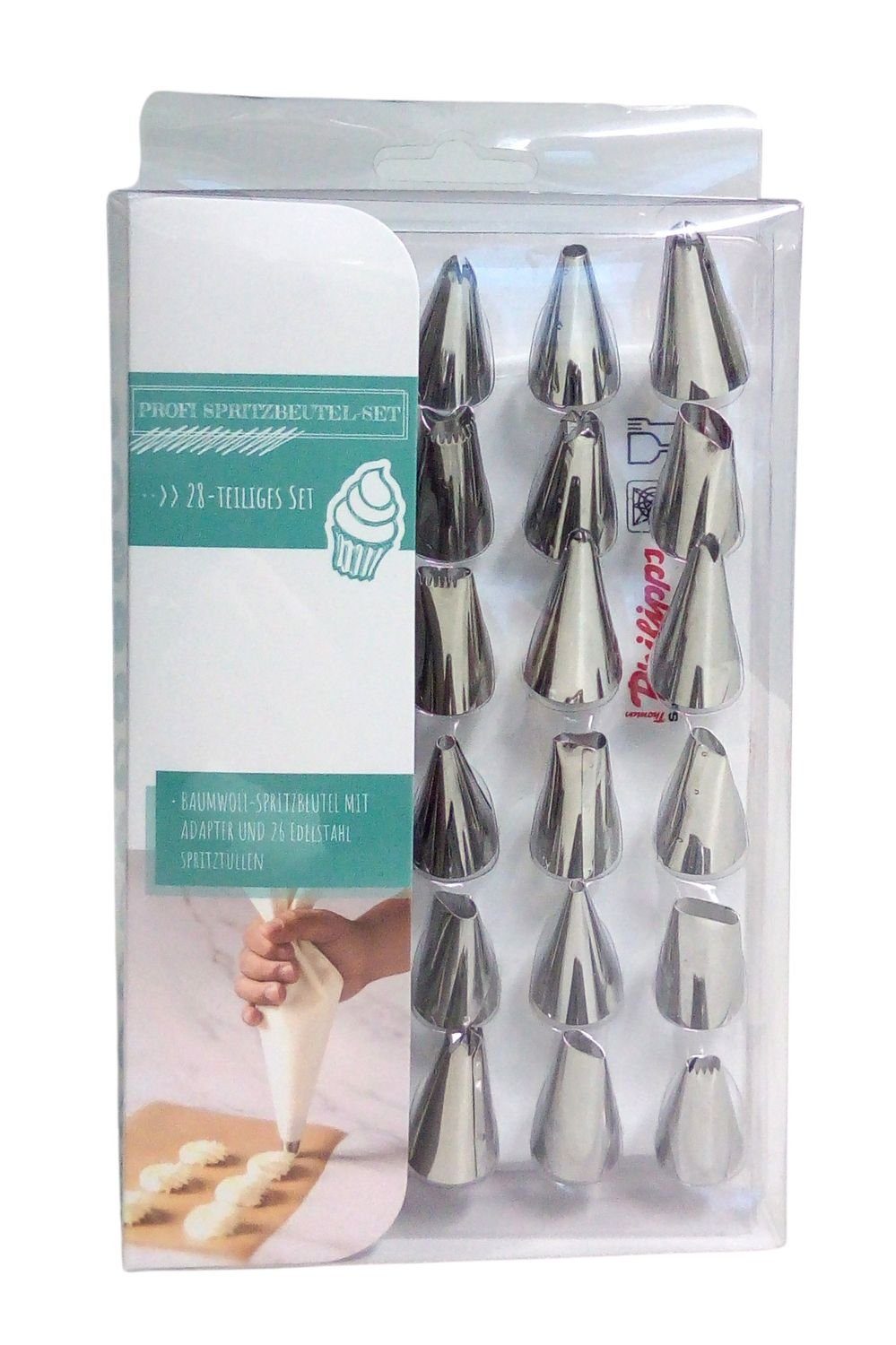 BURI Spritzbeutel Spritzbeutel mit 26 Edelstahl Spritztüllen Tortenspritze Gebäckspritze