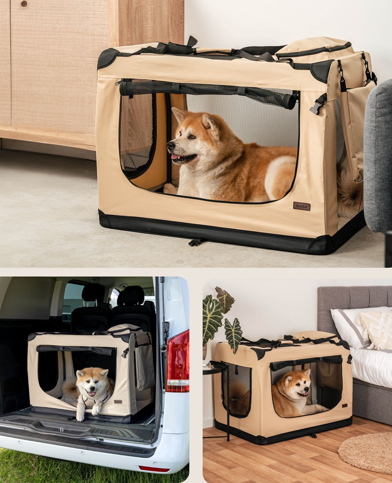 Lionto Transportboxen & Gitterboxen Lionto Hundetransportbox - faltbar - beige XXL