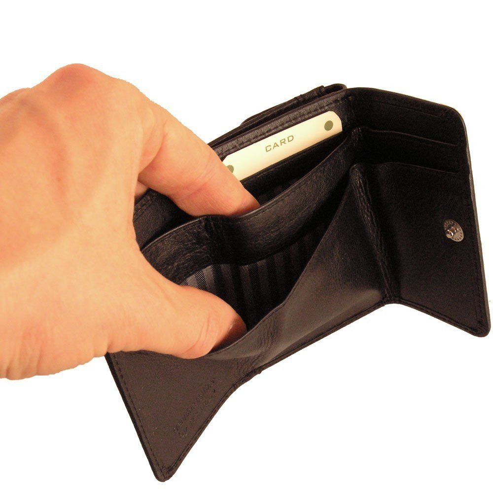 BRANCO Mini Geldbörse Kleine Damen-Geldbörse / Portemonnaie, Leder, Schwarz, Branco 12032
