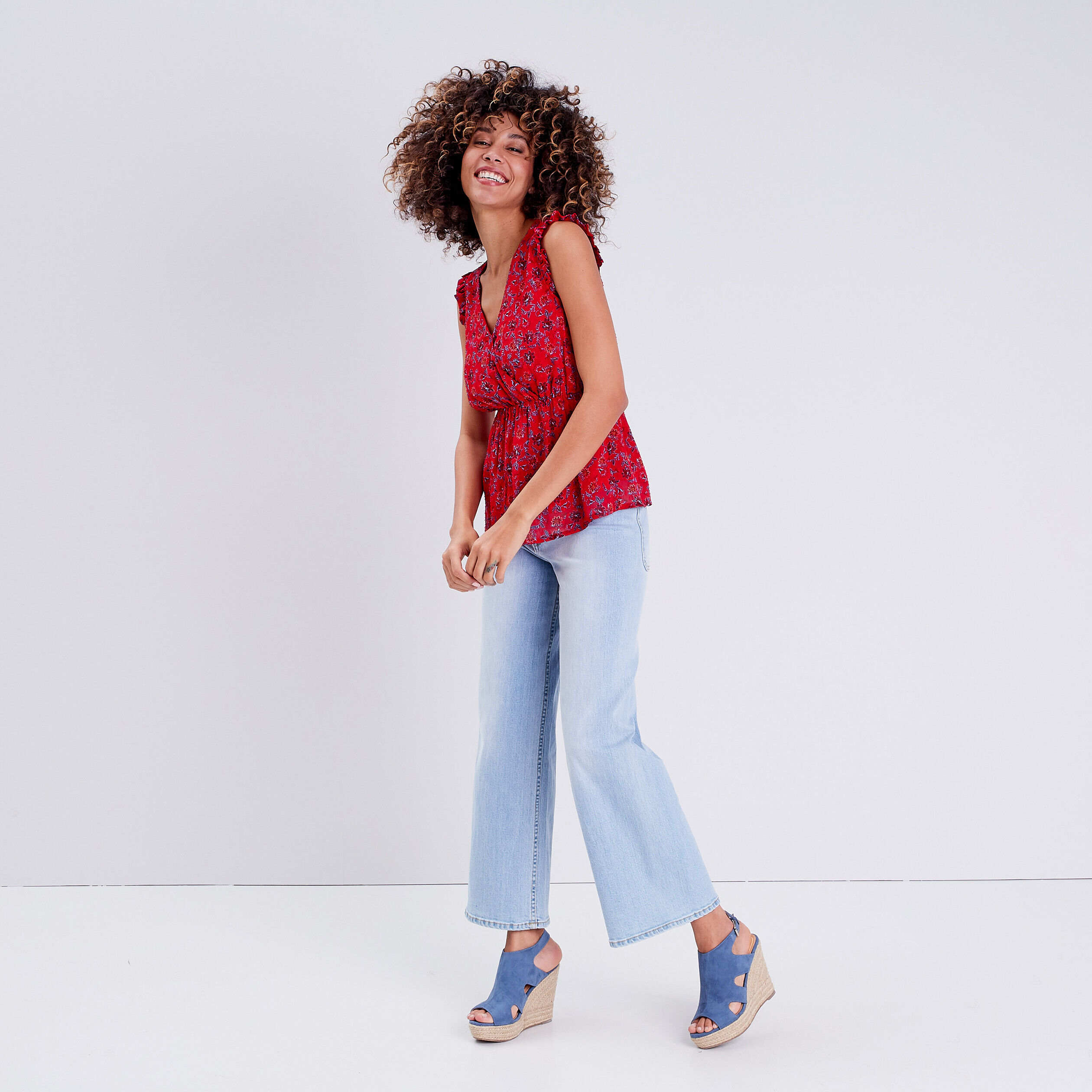 Blouse sans manches rouge femme | Cache Cache