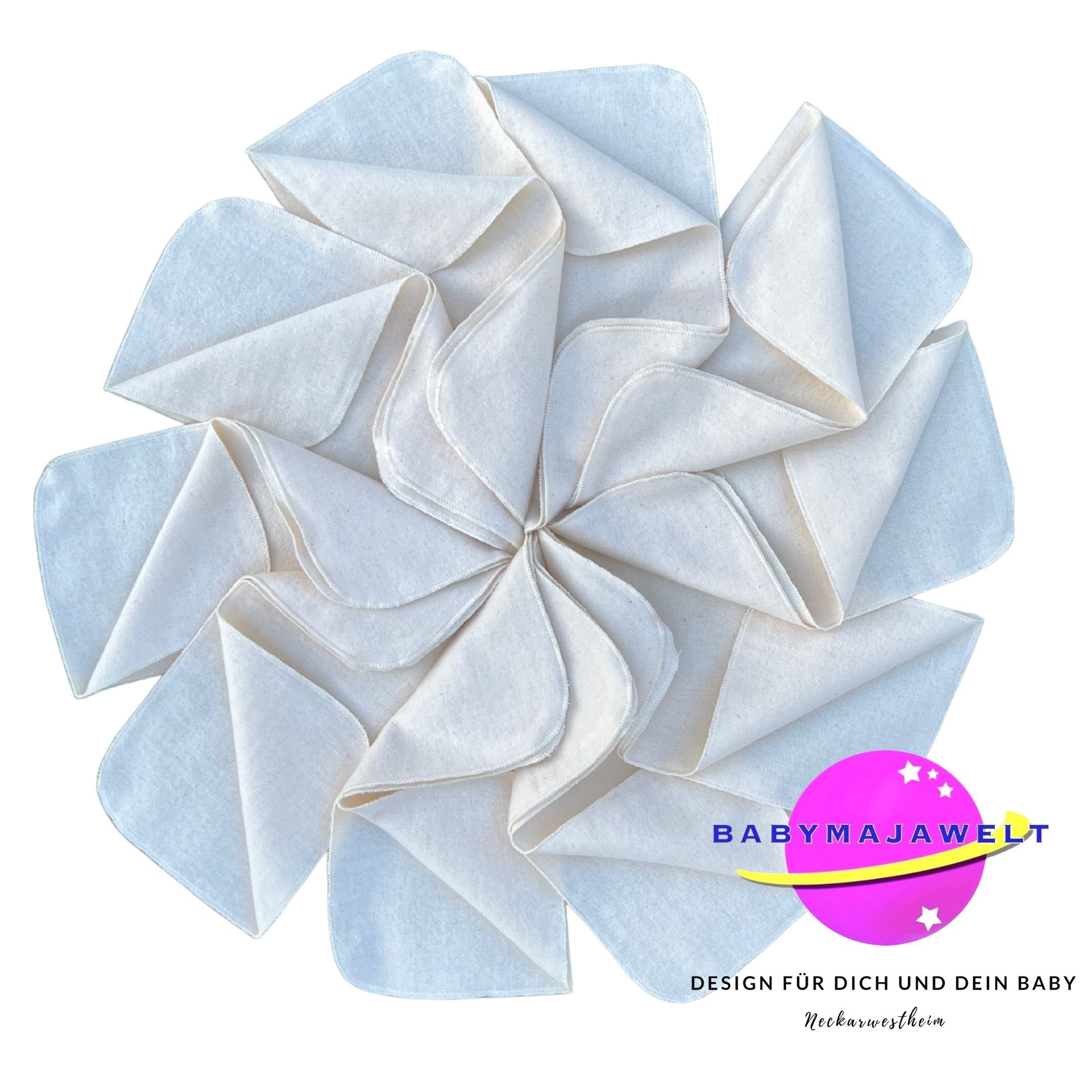 Babymajawelt Waschlappen Baby Stoff Waschlappen Molton Tücher 25x25cm Super Soft (Set, 10-tlg., Sanfte Pflegetücher - Seifentücher), Made in Europe, Waschbar, Kosmetiktücher