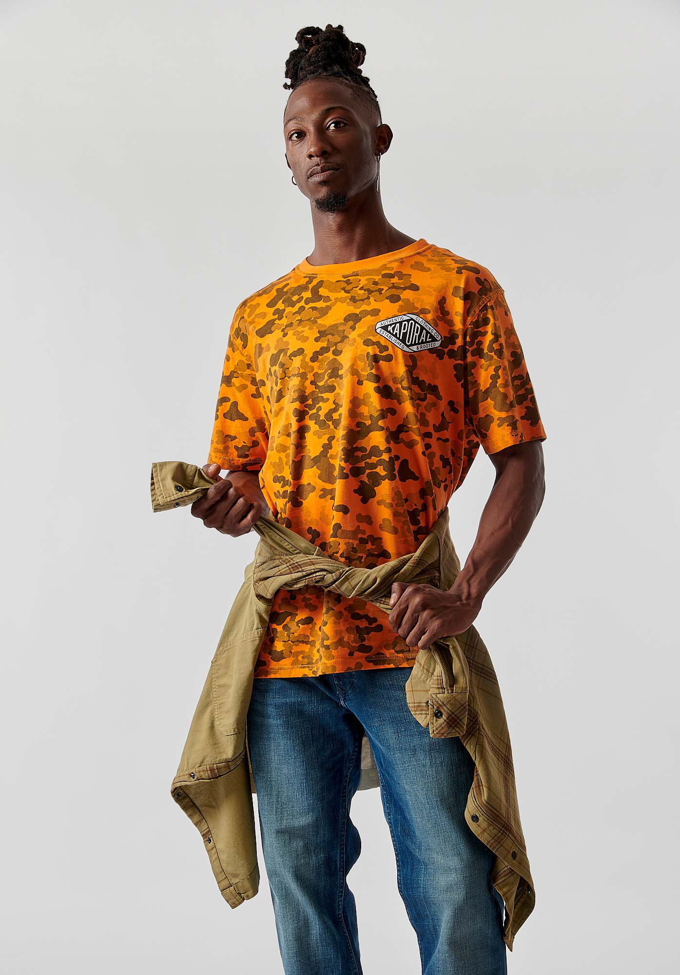RAMON  T-shirt orange camouflage Homme 100% coton