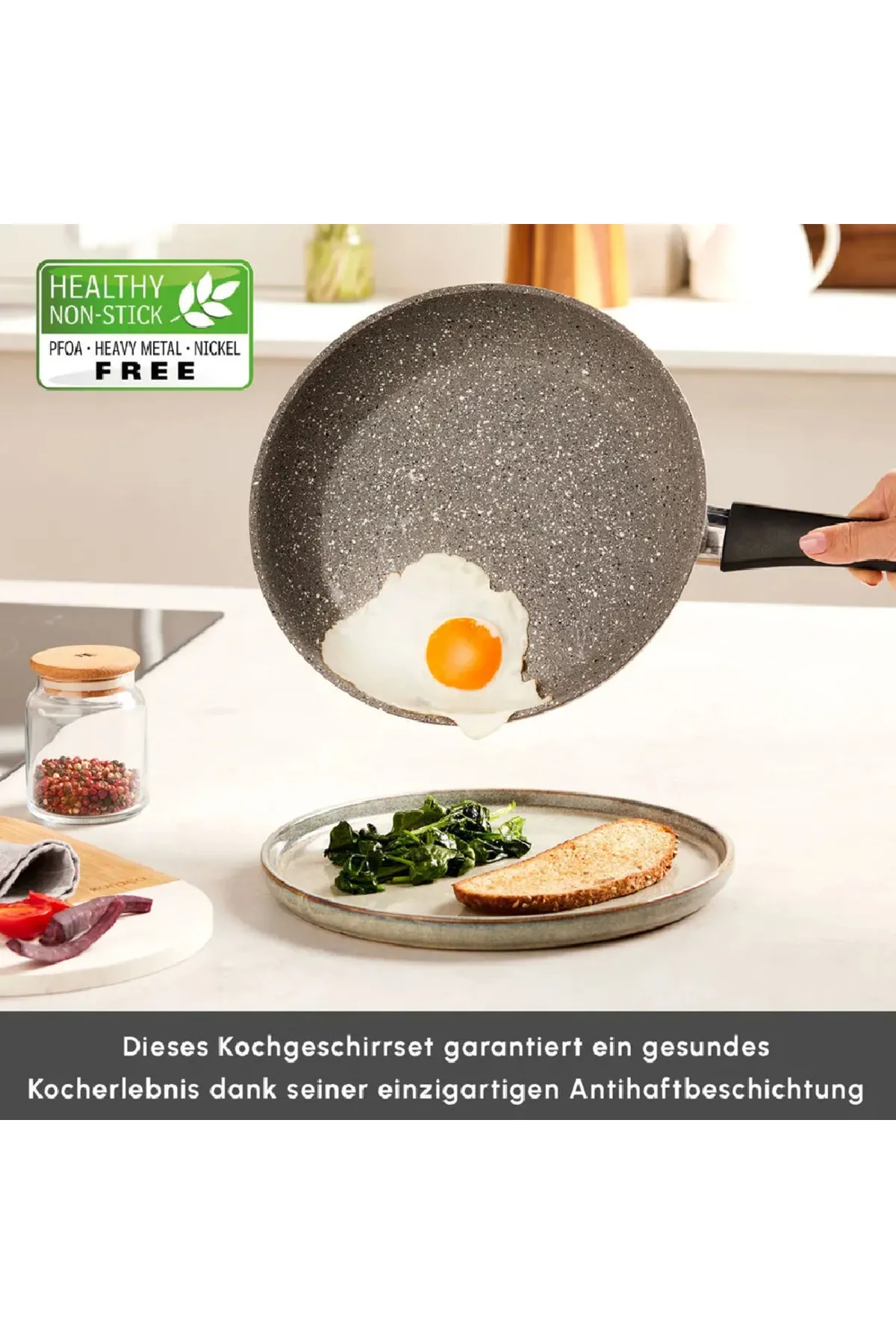 Karaca  Gris Bio Granit 7-teiliges Topfset/Pfannenset, Antihaftbeschichtung, Induktion