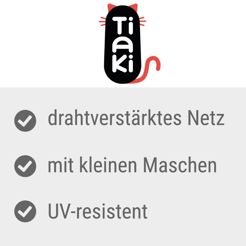 TIAKI Katzenschutznetz mit Drahtverstärkung, hellgrau | bitiba %
