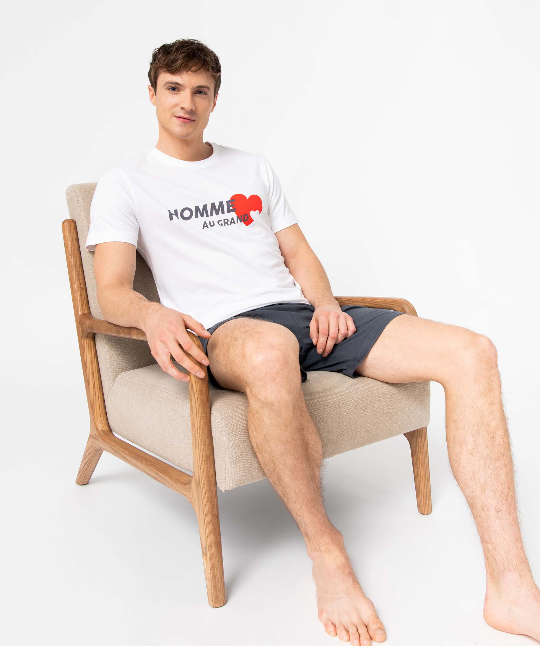 Pyjashort homme mix&match imprimé cur blanc | GEMO