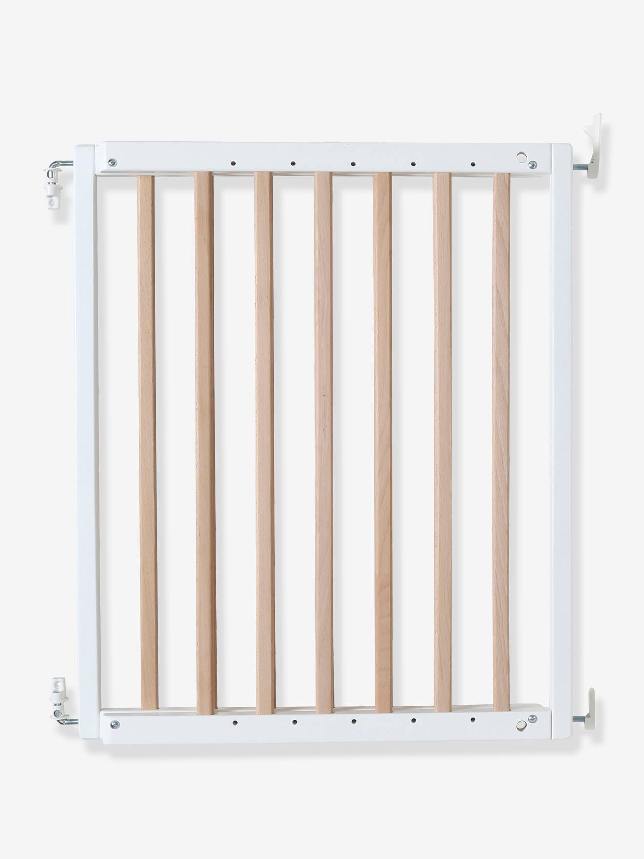 Barrière de sécurité enfant en bois naturel/blanc