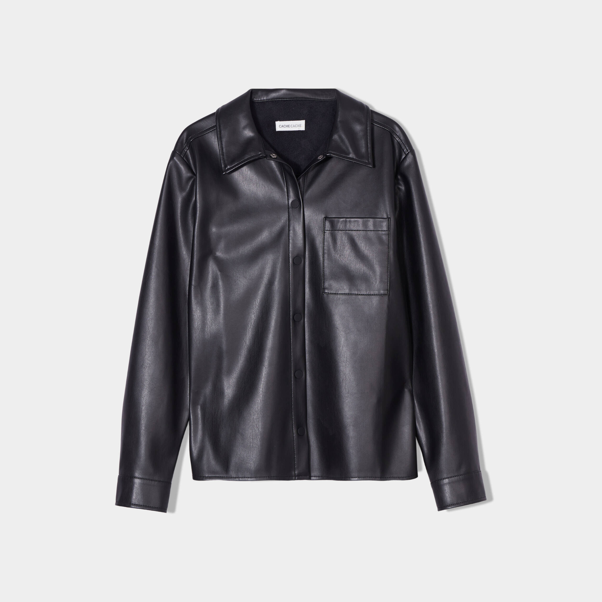 Surchemise simili cuir noir femme | Cache Cache