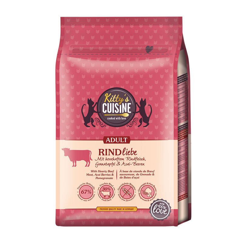 Kitty's Cuisine Trockenfutter Kitty's Cuisine Adult Rindliebe - Mit herzhaftem Rindfleisch, Granatapfel & Acai-Beeren 2 kg