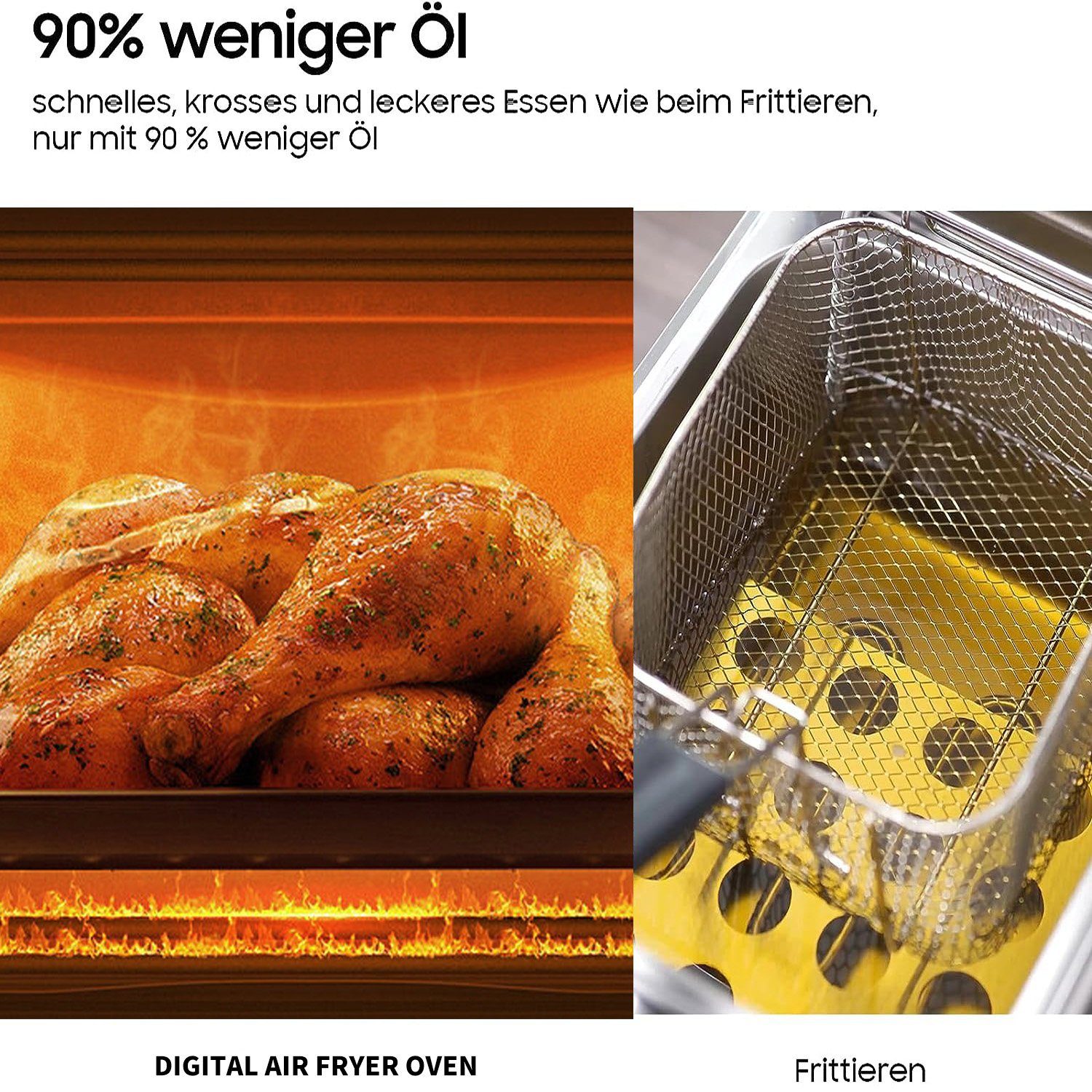 JOEAIS Heißluftfritteuse 14L XXL Ohne Öl Air Fryer 1700W Heizluft Fritteuse LED-Touchscreen, Airfryer Einstellbare Zeit/Temperaturregelung für Luftbraten, Braten