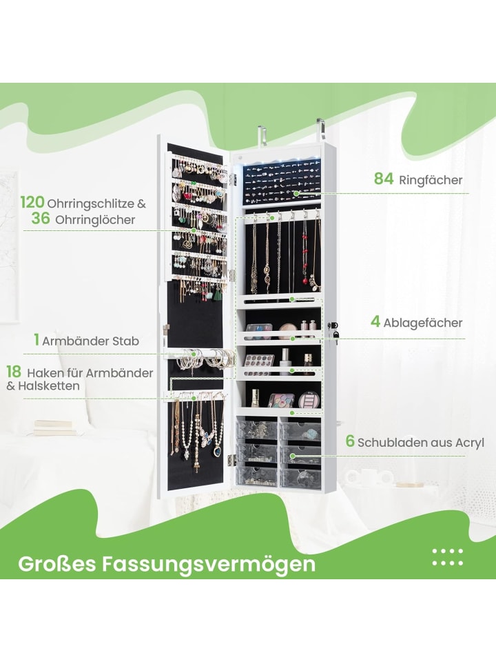 COSTWAY Schmuckschrank in Weiß günstig kaufen 120 cm