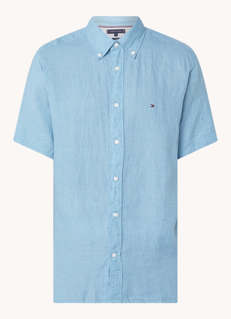 Tommy Hilfiger lanena košulja regularnog kroja s vezom logotipa