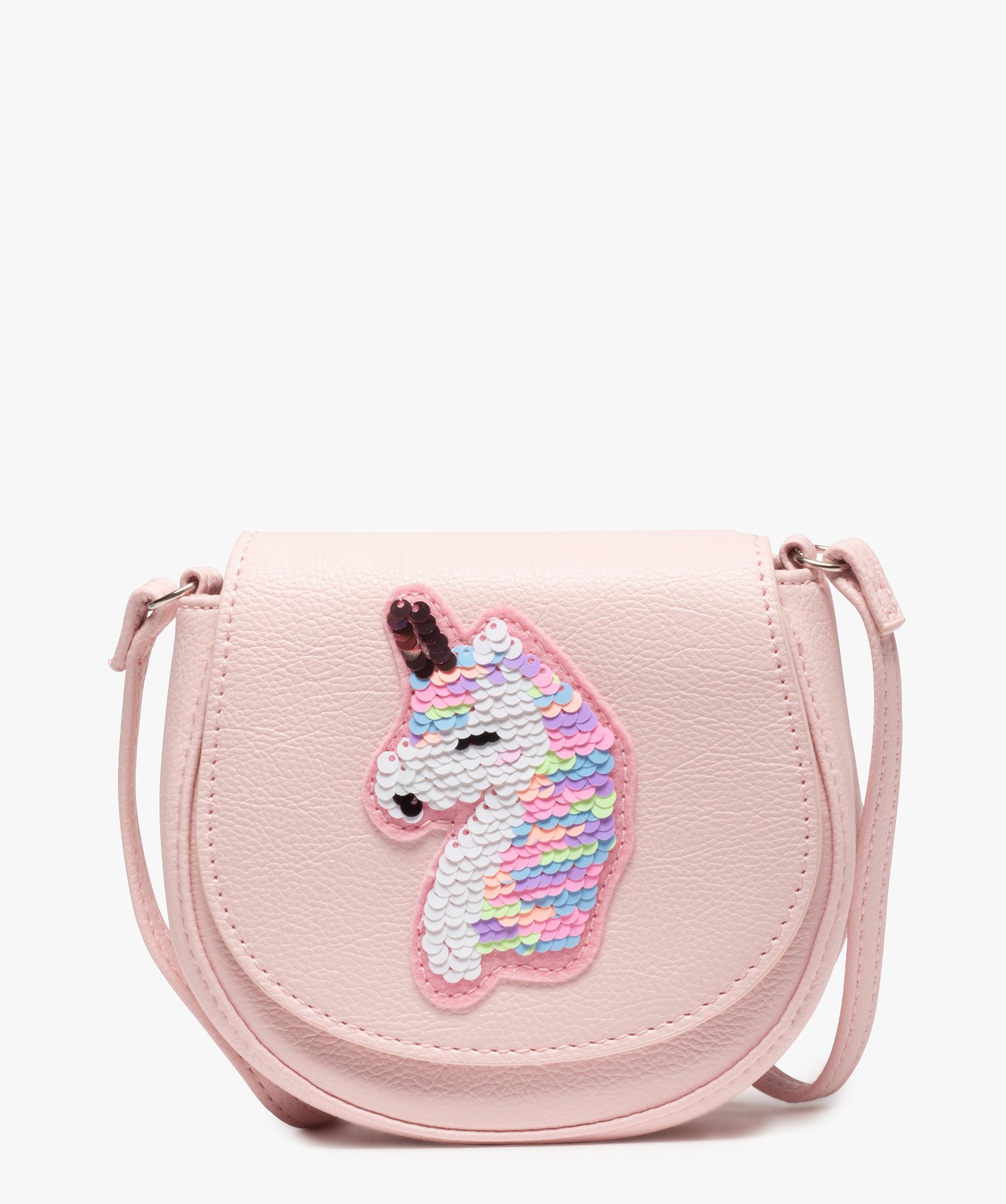 Sac fille avec rabat à motif licorne en sequins réversibles rose | GEMO