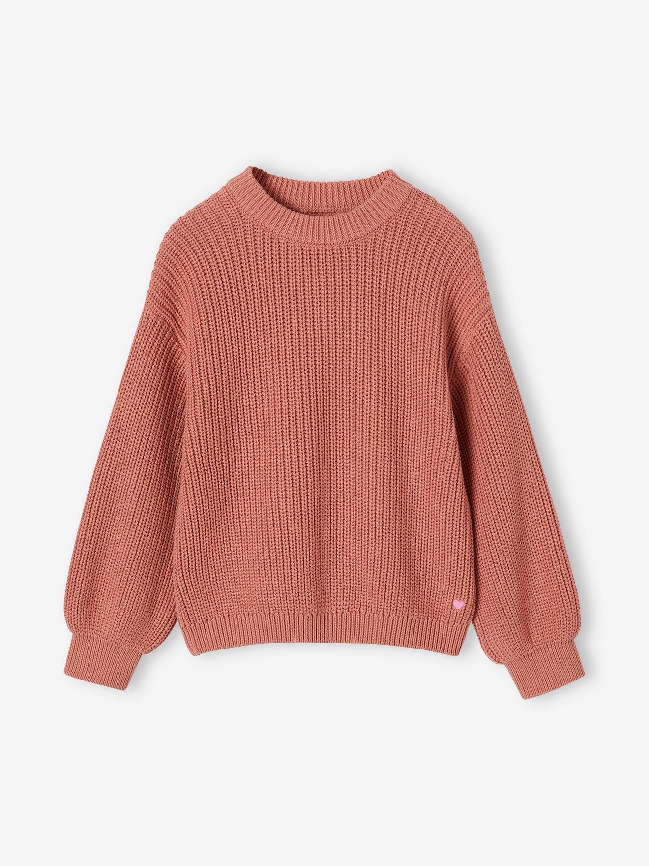 Vertbaudet Mädchen Pullover aus Rippstrick Oeko-Tex - koralle