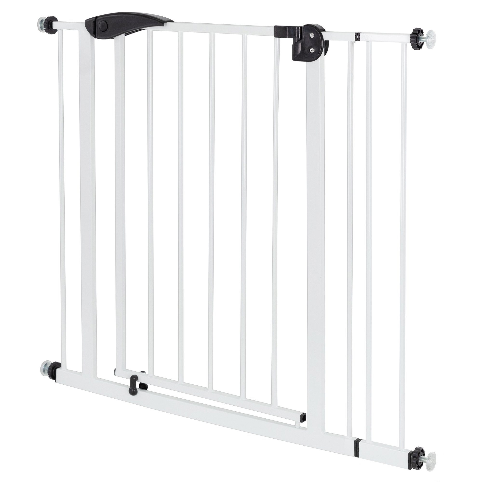 ECD Germany Türschutzgitter Metall-Gitter zum Klemmen Treppenschutzgitter Absperrgitter, für Kinder, Hunde und Katzen 85-95cm mit 10cm Verlängerung Weiß