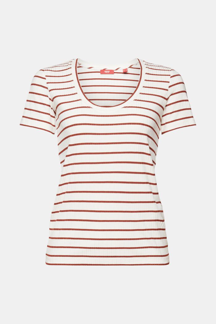 T-Shirt aus gestreiftem Rippstrick