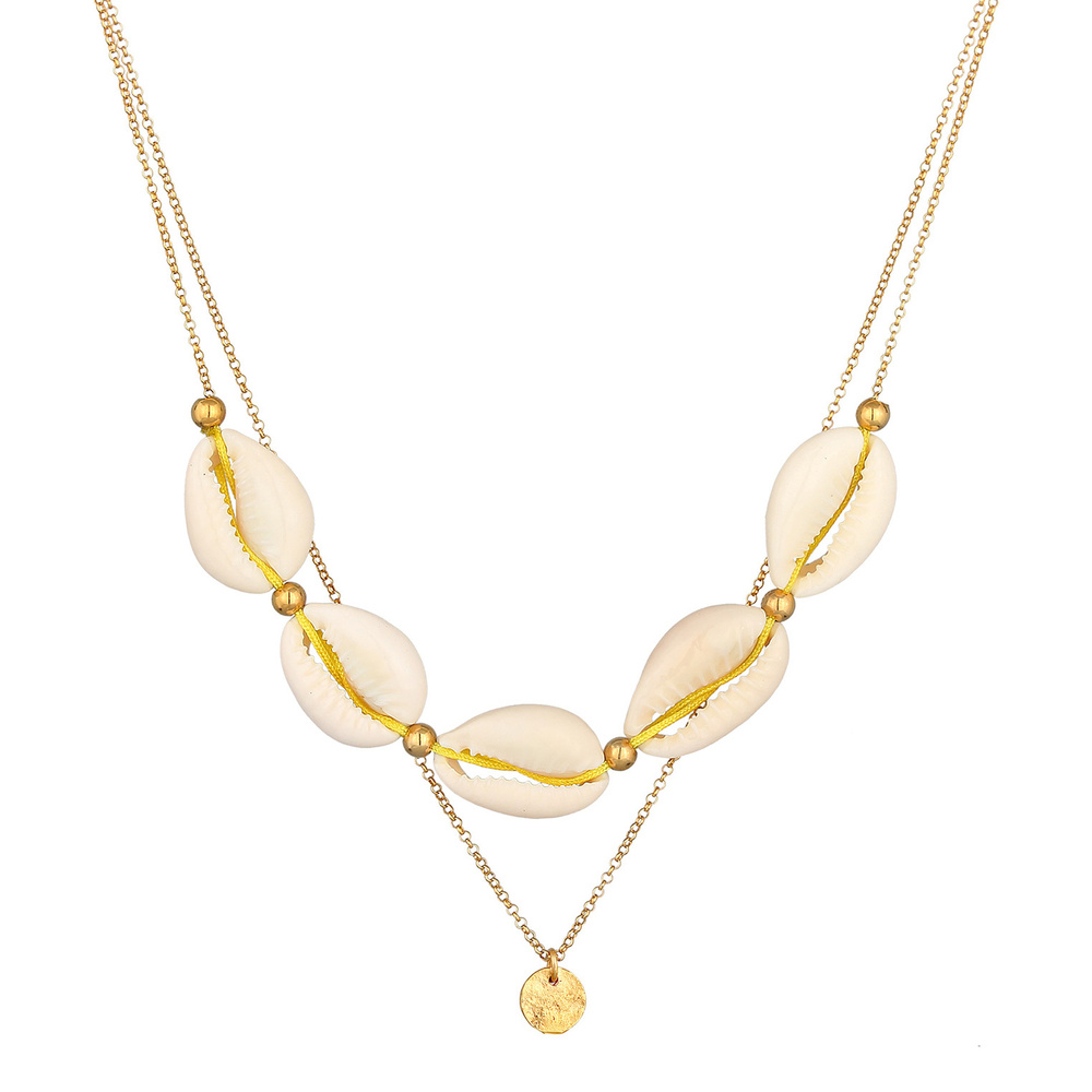 Elli Elli Collier Femmes Choker Couches Monnaie avec Coquillage Cauri en Argent Sterli collier