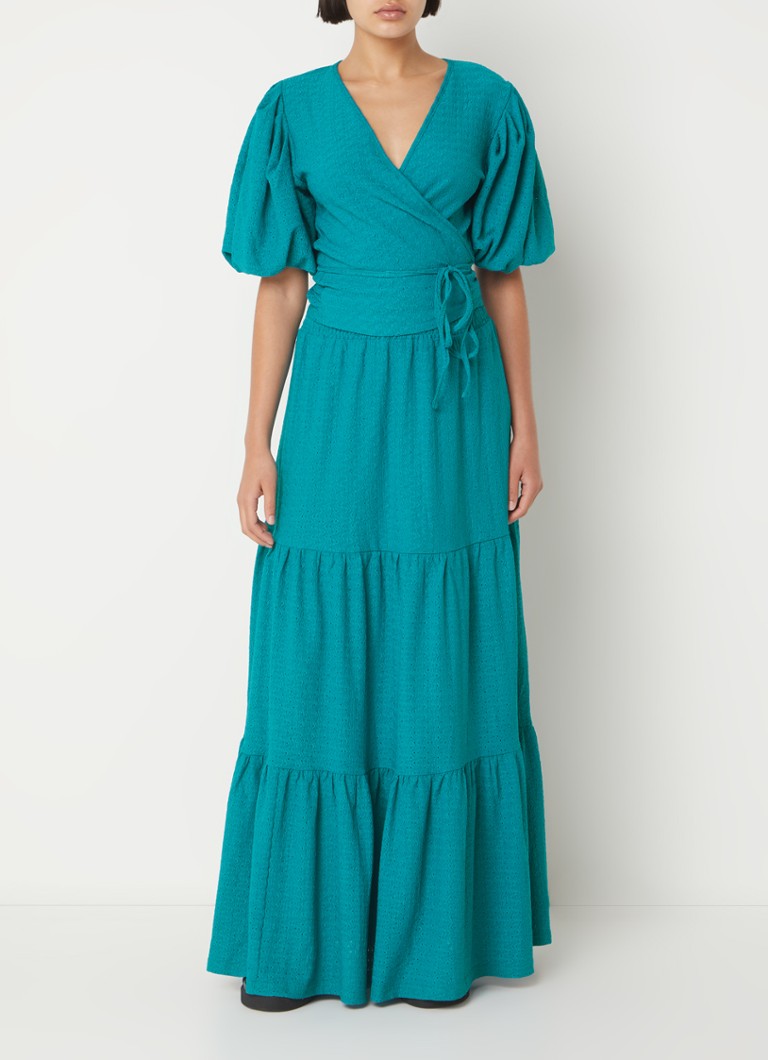 Barevný zavinovací top Rebel Miley s texturou a nafouklými rukávy