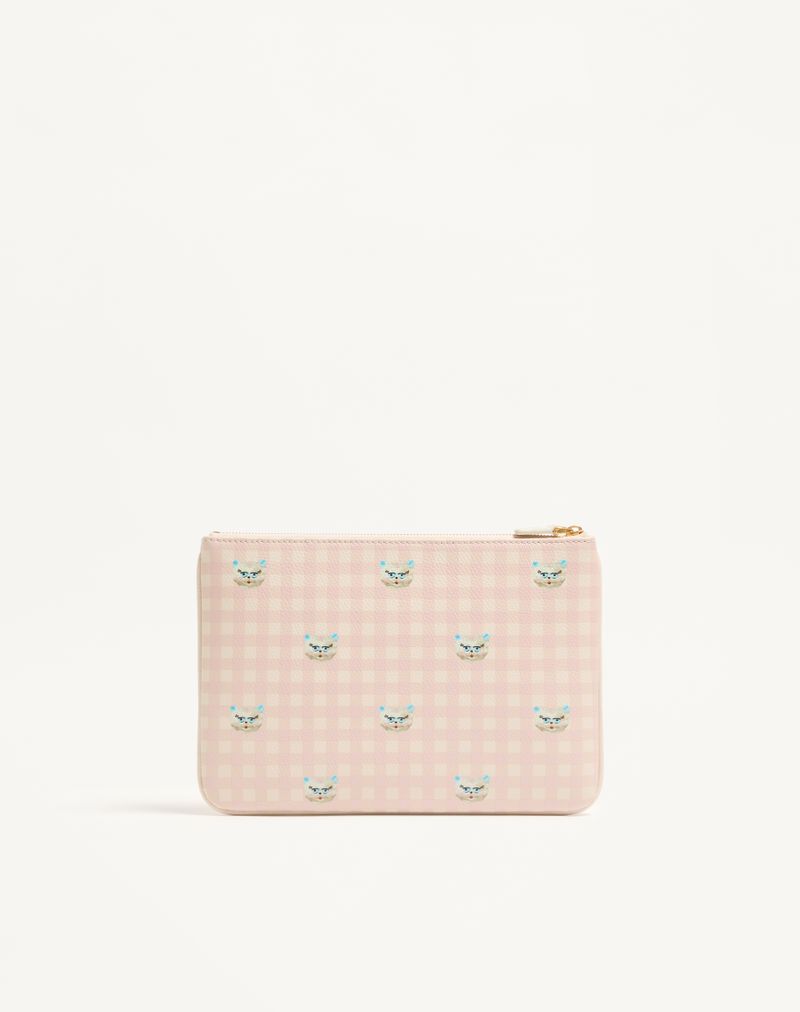 Bolsa clutch exclusiva Le Chat De La Maison VLogo em couro de bezerro granulado