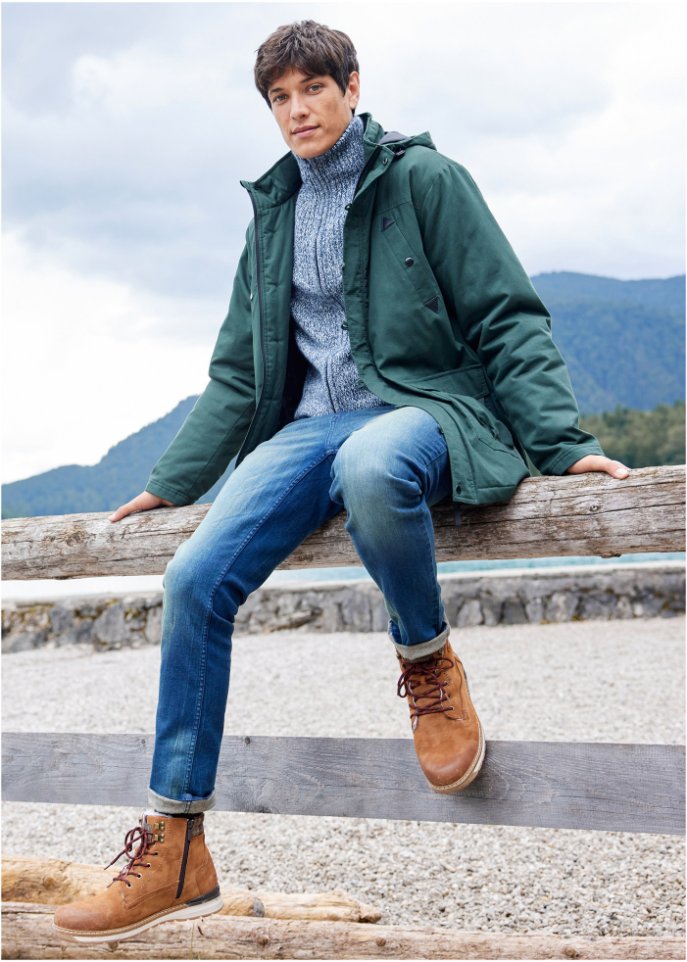 Strickjacke mit Stehkragen mit recyceltem Polyacryl