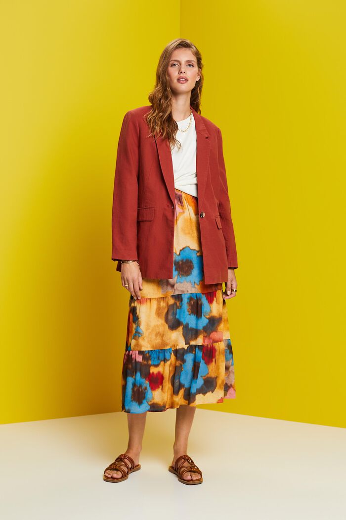 Einreihiger Blazer aus Leinenmix