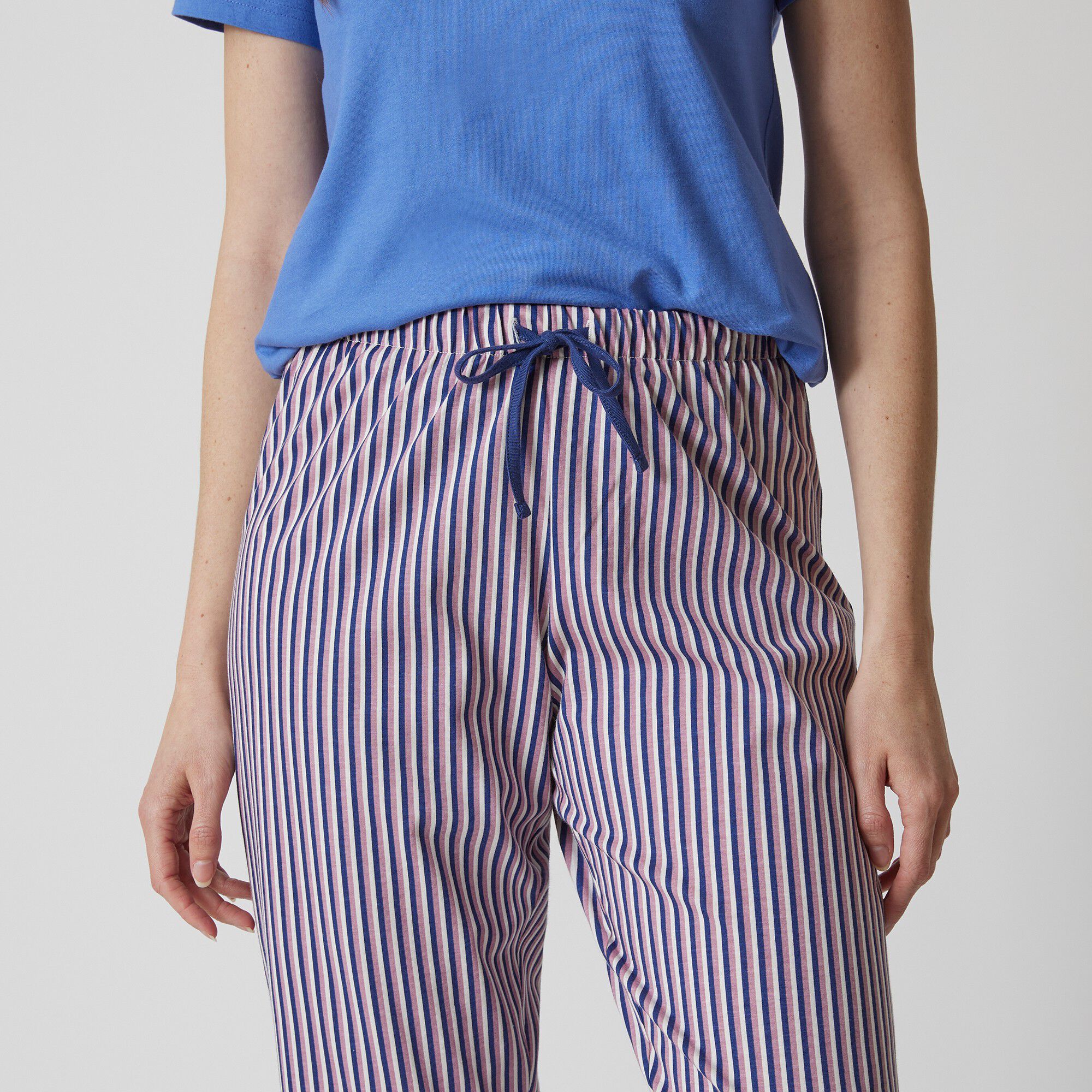 Pantacourt pyjama coton imprimé rayures