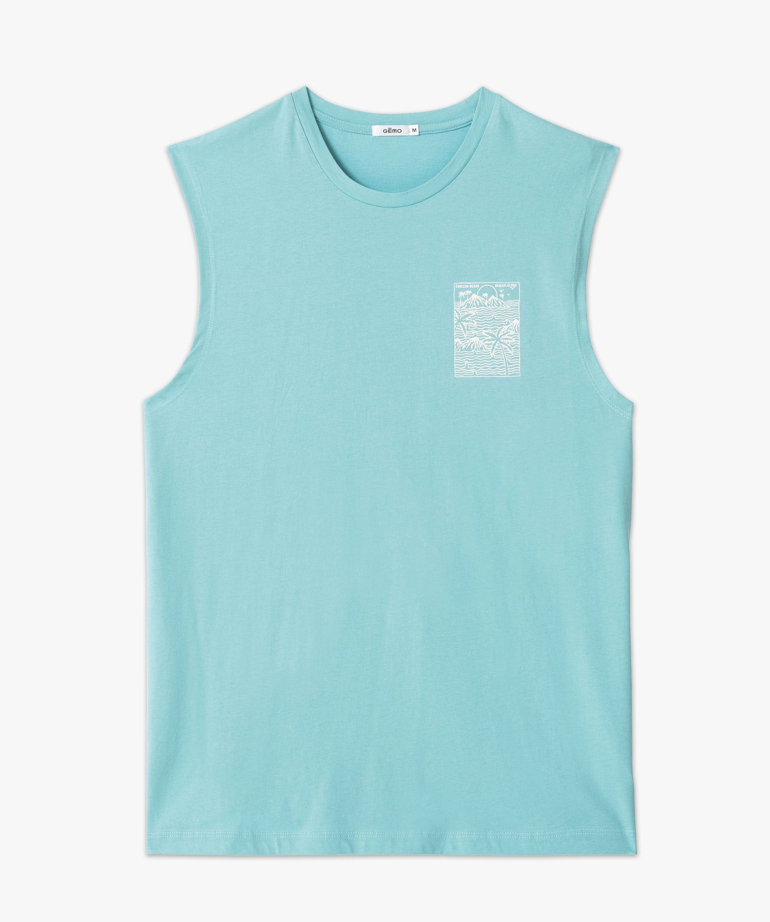 Débardeur large en coton homme turquoise | GEMO