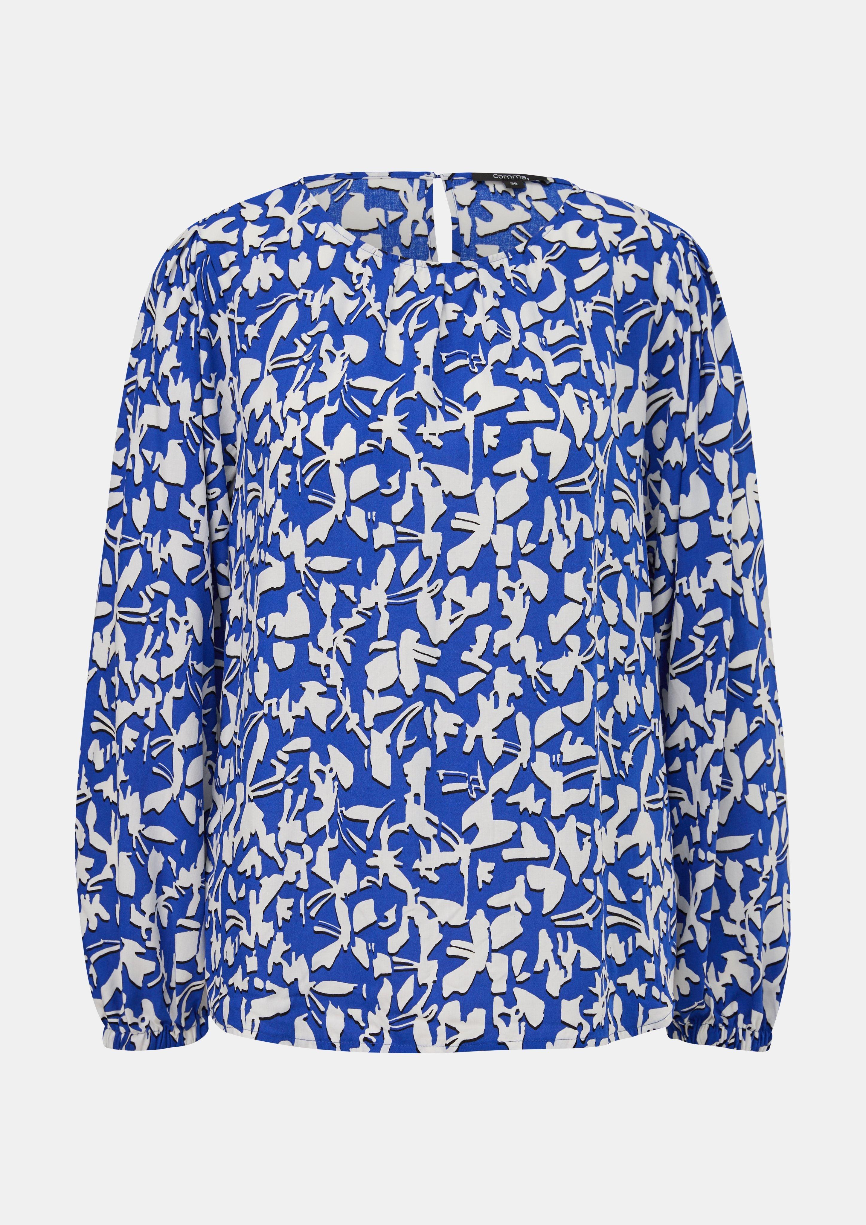 Gemusterte Bluse aus Viskose - royalblau