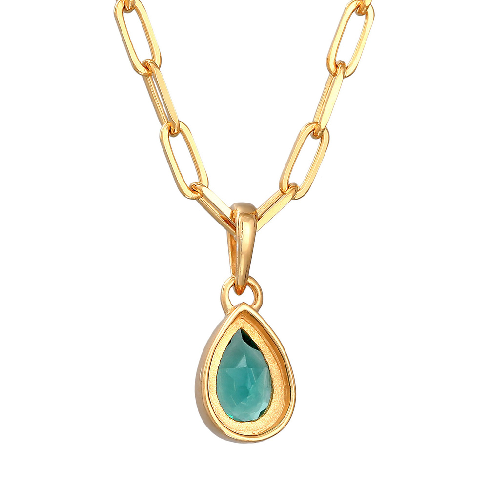 Elli PREMIUM Elli PREMIUM Collier Femmes Pendentif Goutte Maillons Aspect de chaine avec quart collier