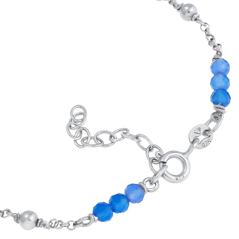 Elli Elli Bracelet Kugel Achat Bead Blau Sommer 925er Silber Bracelet