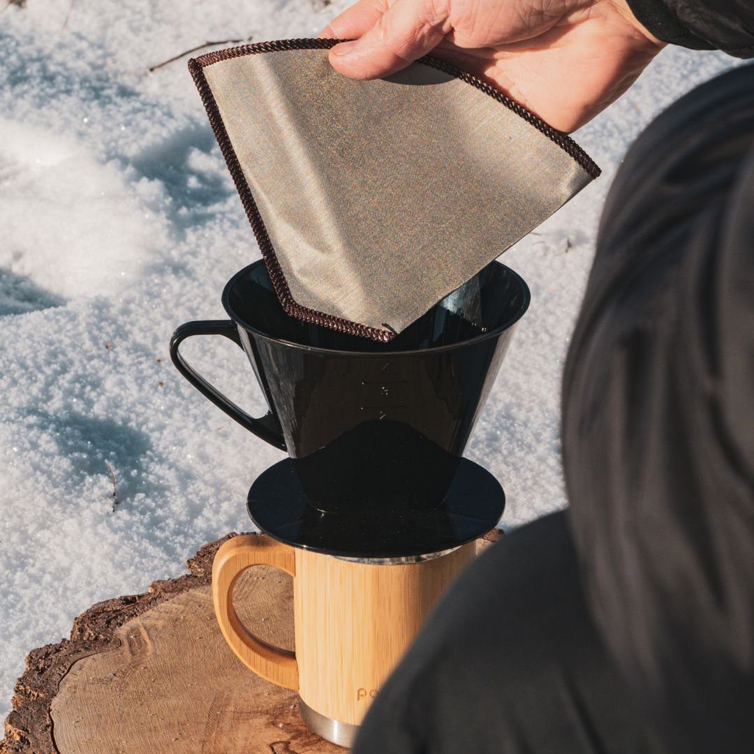 pandoo Kaffeebereiter Wiederverwendbarer Kaffeefilter aus Edelstahl, Edelstahlfilter 1x4