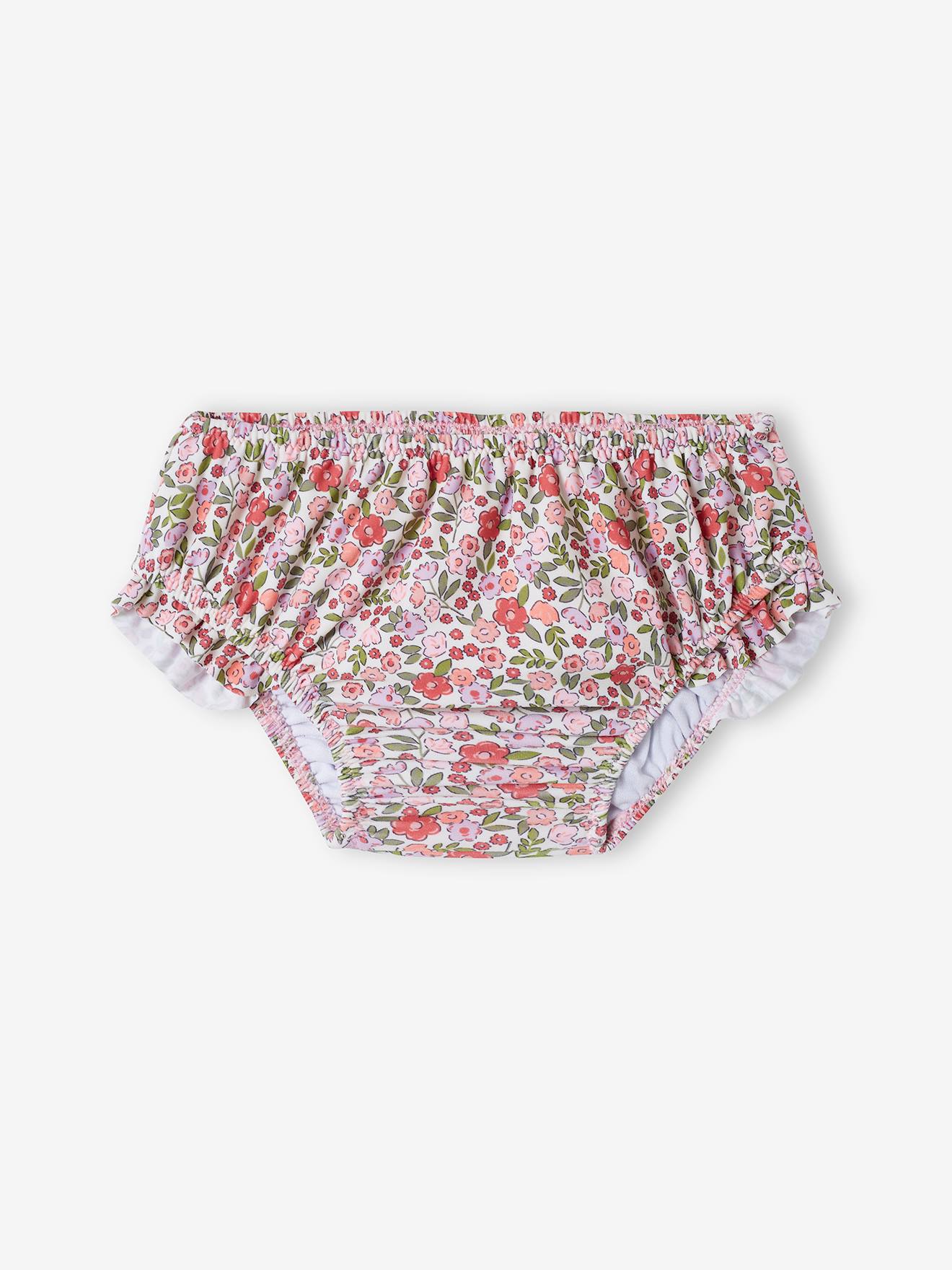 Vertbaudet Mädchen Baby-Set mit UV-Schutz: Shirt, Badehose & Sonnenhut Oeko-Tex - rosa