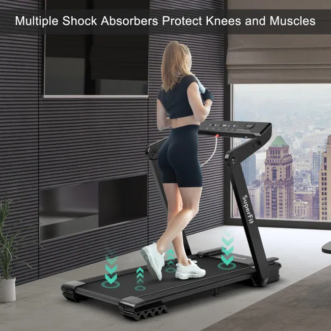 4.0HP Foldable Electric Treadmill Jogging Machine with Speaker LED - 57.5 x 31 x 43.5 (L x W x H)
