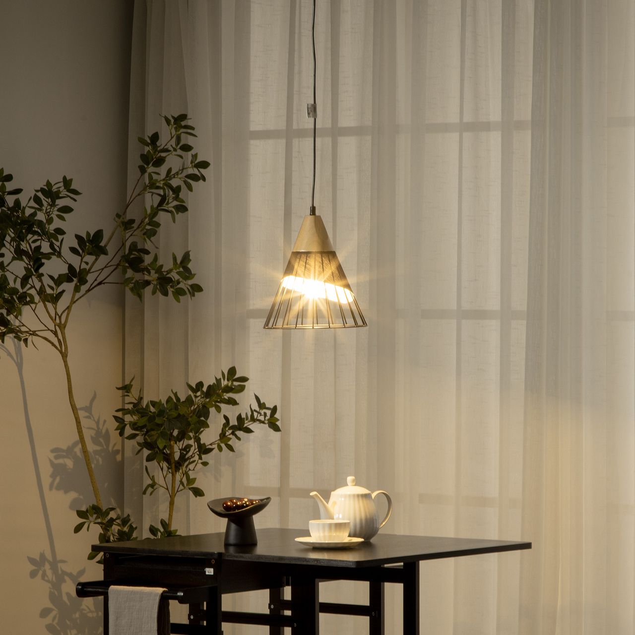 HOMCOM 40 W Hängeleuchte Deckenlampe mit E27 Sockel für Wohnzimmer, Flur Schwarz