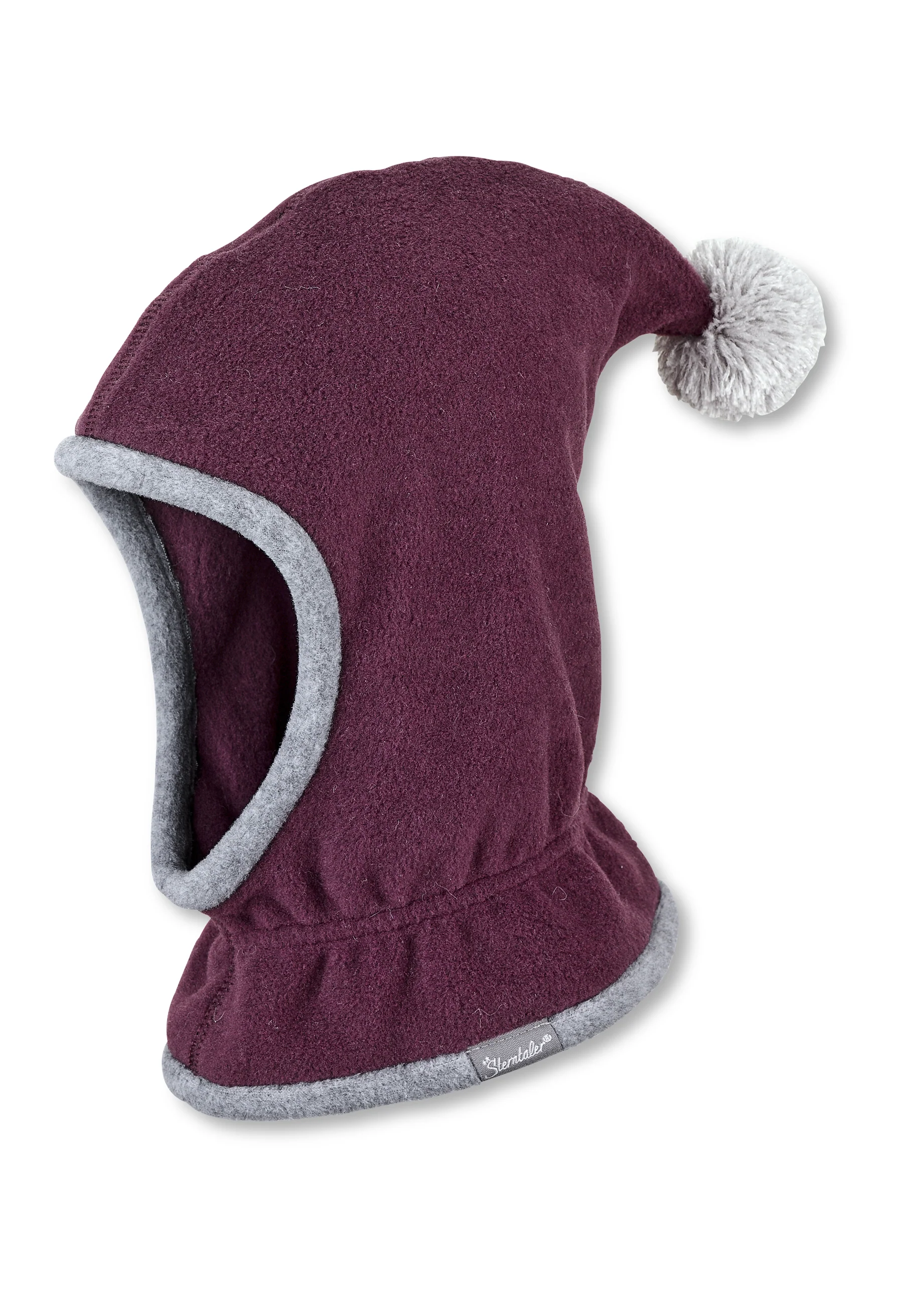 Schalmütze aus Fleece mit Zipfel und Bommel