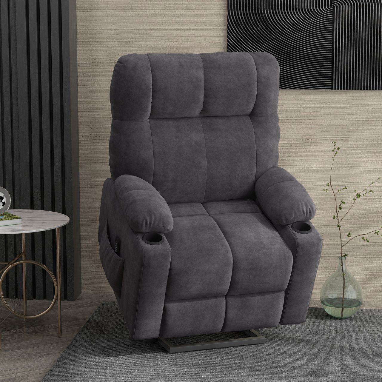 HOMCOM Sessel mit Aufstehhilfe Elektrischer Relaxsessel mit Massagefunktion