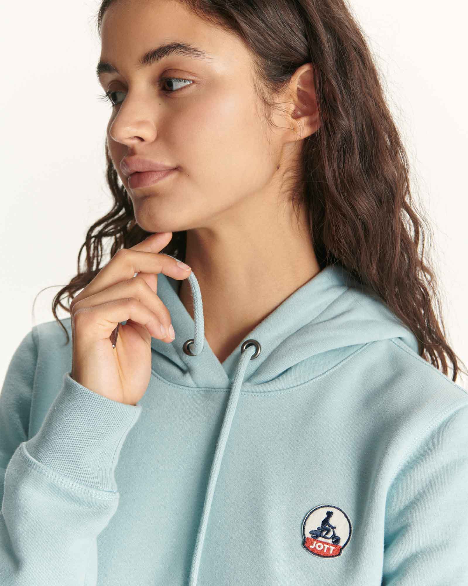 Sweat à capuche en coton biologique Iceberg bleu Livia