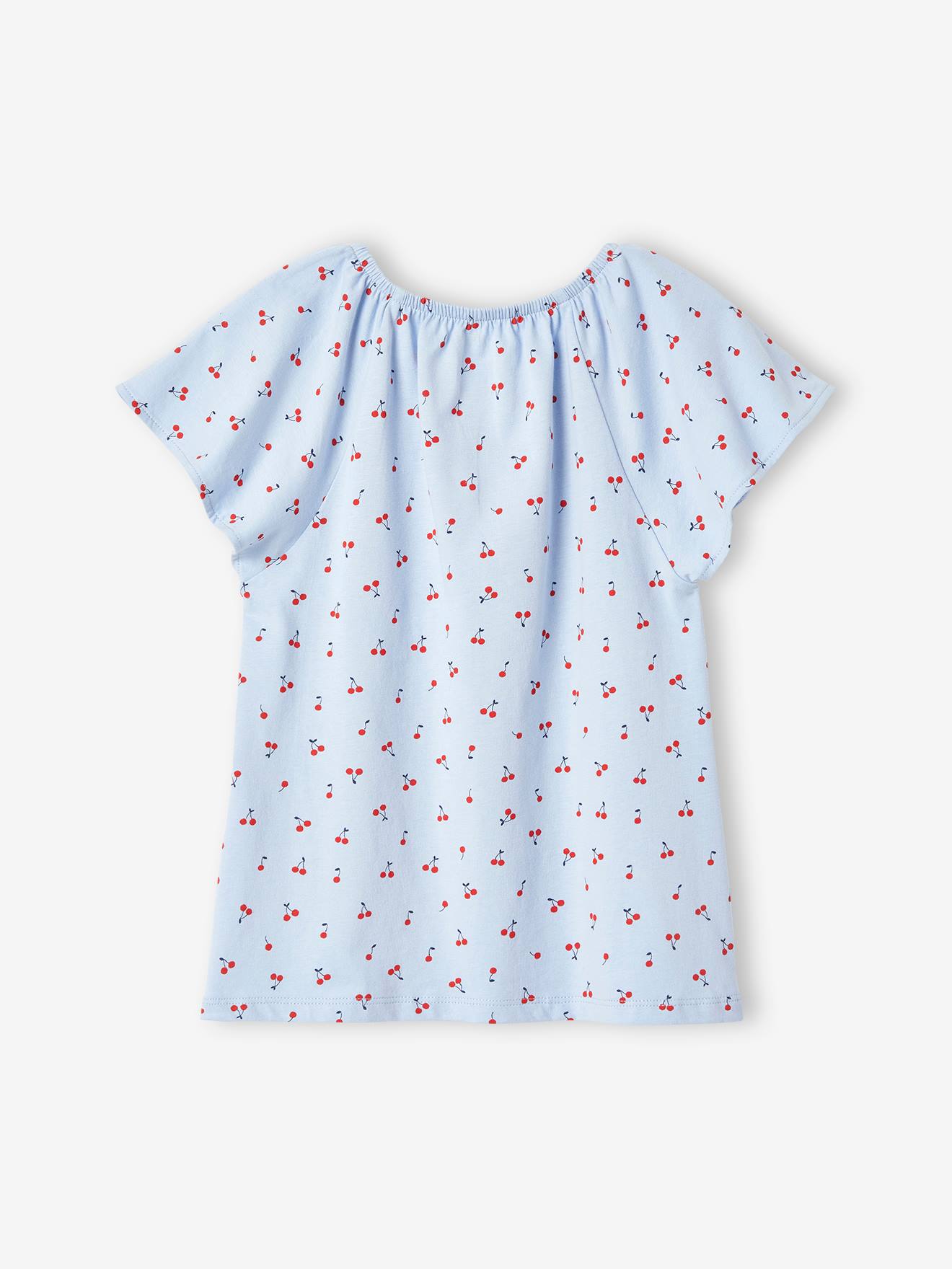 Vertbaudet Mädchen T-Shirt mit Schmetterlingsärmeln, bedruckt - hellblau