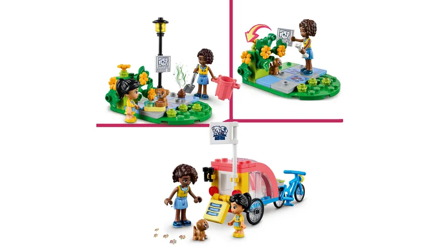 LEGO Friends 41738 Hunde-Rettungsfahrrad, Tier-Spielzeug mit Welpe
