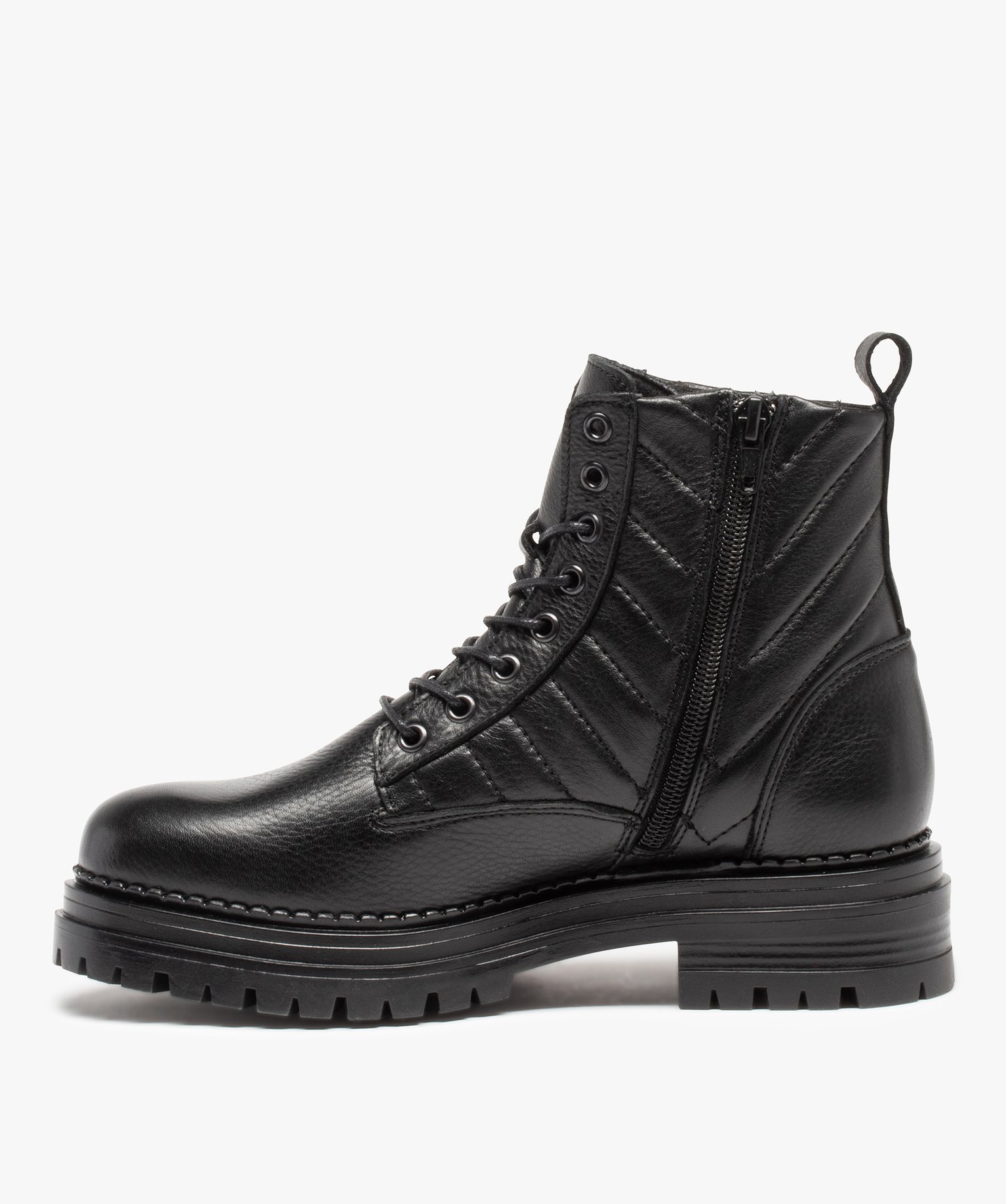 Bottines femme unies dessus cuir à semelle crantée - Tanéo noir | GEMO