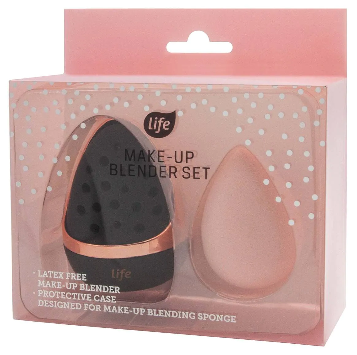 „Life Powder Pink“ kempinių rinkinys + juodas dėklas, 2 dalys