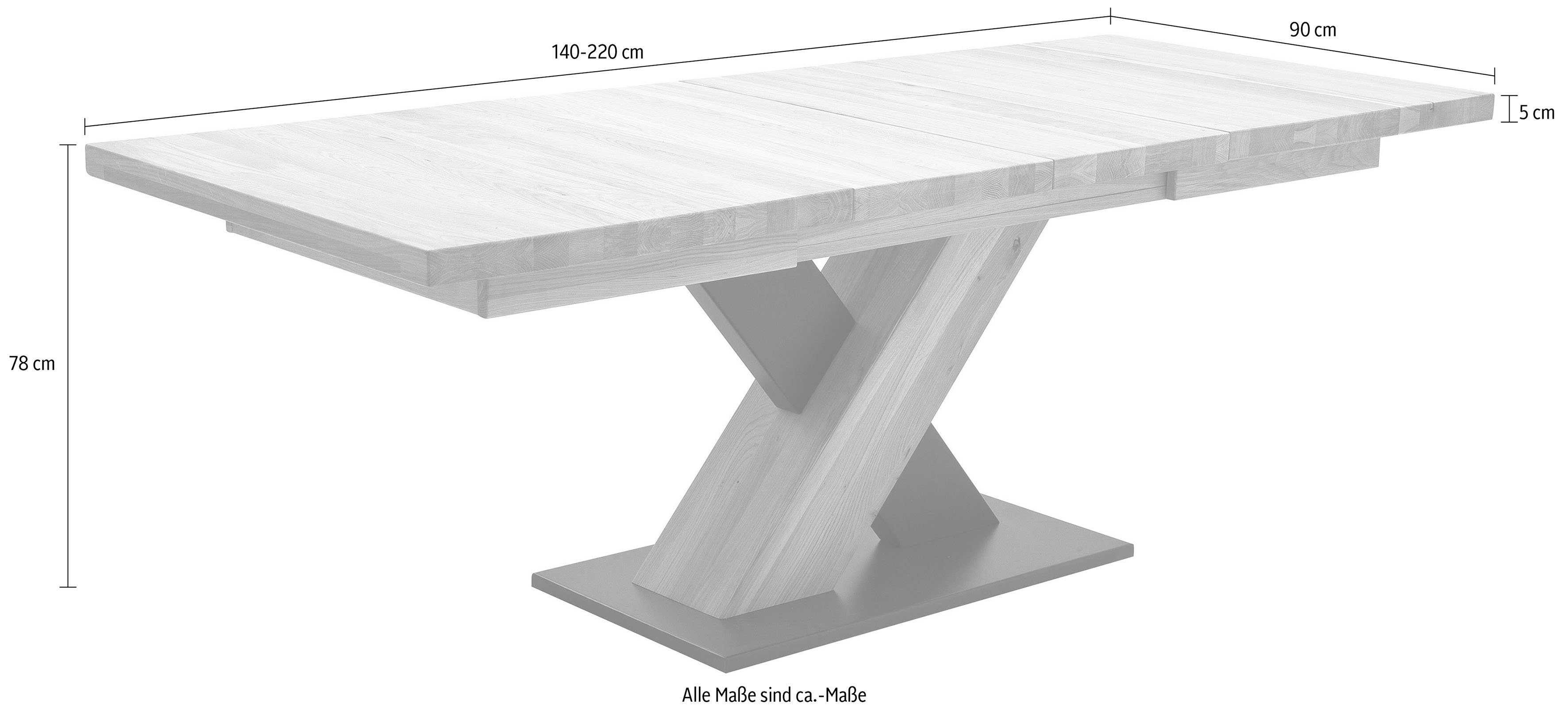 MCA furniture Esstisch Mendoza A, Esstisch Massivholz mit Synchronauszug