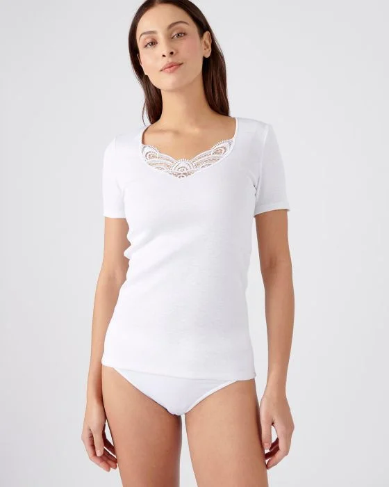 Tee-shirt finition guipure Thermolactyl