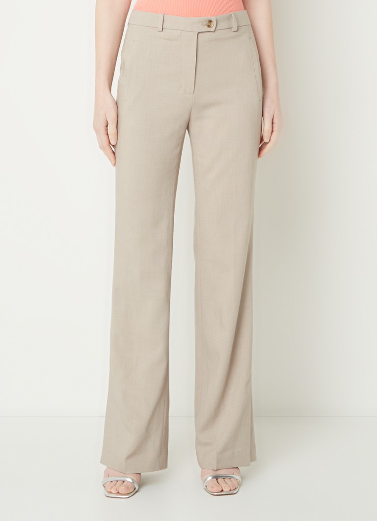 Pantaloni HUGO BOSS Terela cu talie înaltă și crăpătură